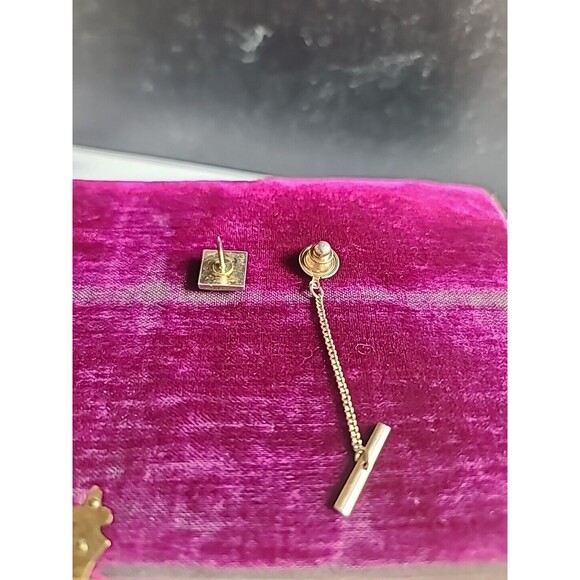 Tigers Eye Square Tie Tack 1970s - Picture 7 of 10